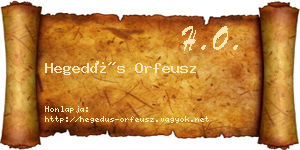 Hegedűs Orfeusz névjegykártya